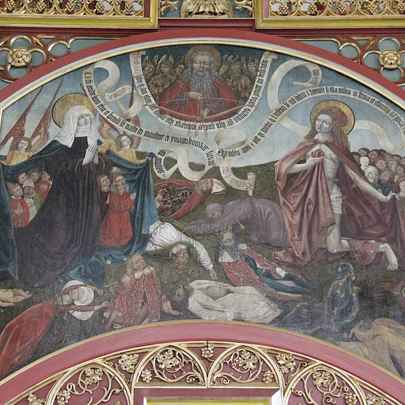 Detailaufnahme eines Altarbildes in der Pfarrkirche St. Sebastian