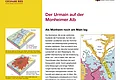 Informationstafel über den Urmain auf der Monheimer Alb mit Text, Karten und Diagrammen zur geologischen Geschichte und Trinkwasserversorgung.